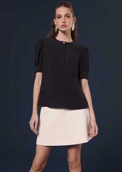 Blouse En Crepe Bleu Nuit Tourterelle*TARA JARMON Discount