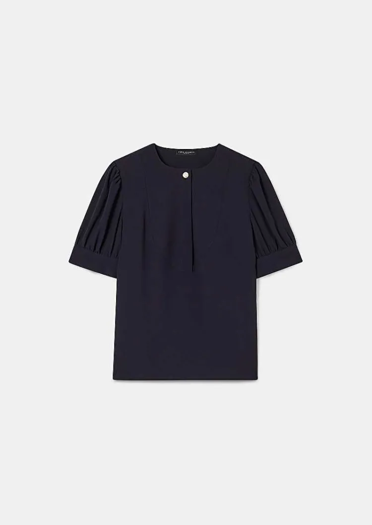 Blouse En Crepe Bleu Nuit Tourterelle*TARA JARMON Discount