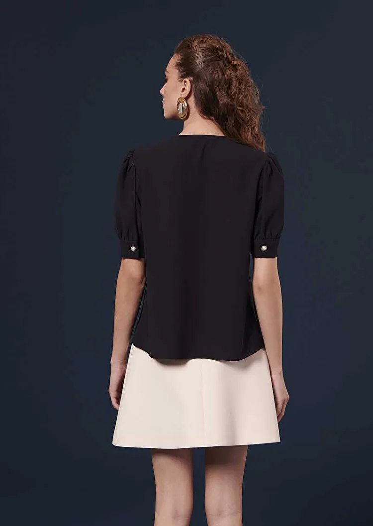 Blouse En Crepe Bleu Nuit Tourterelle*TARA JARMON Discount