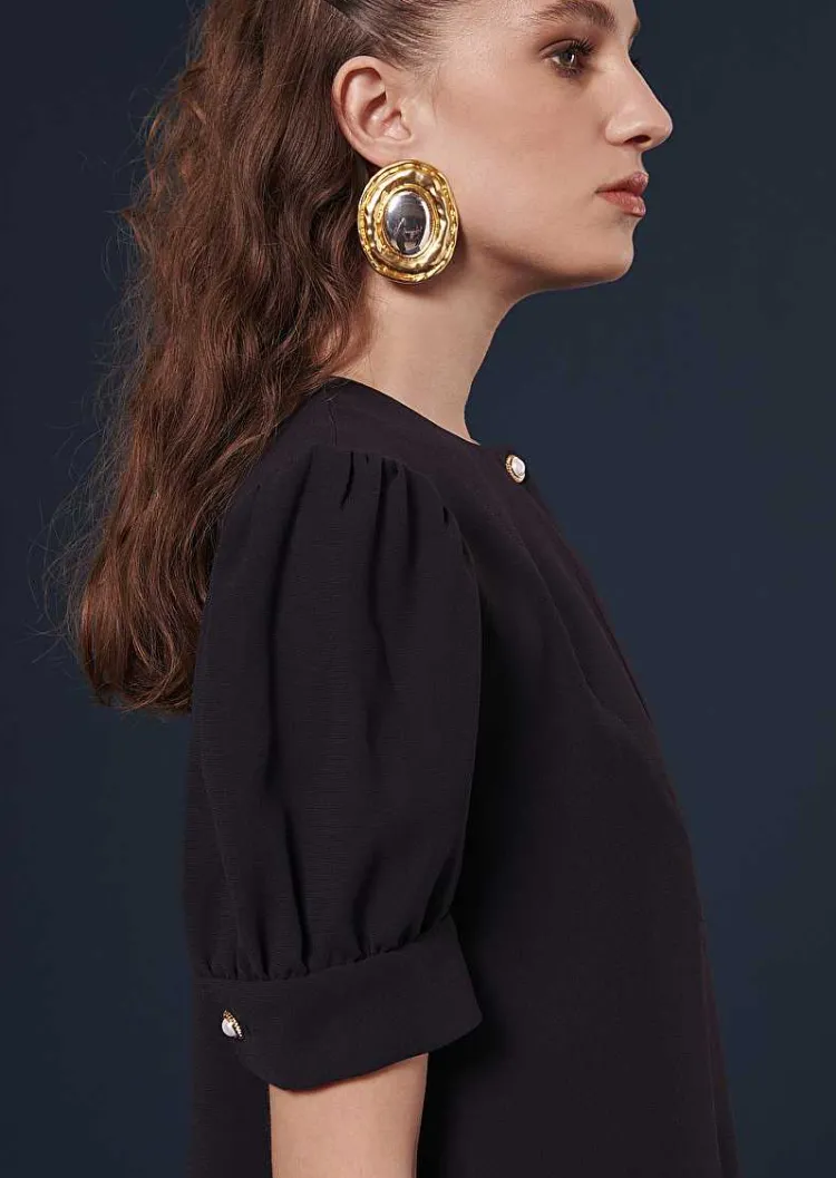 Blouse En Crepe Bleu Nuit Tourterelle*TARA JARMON Discount
