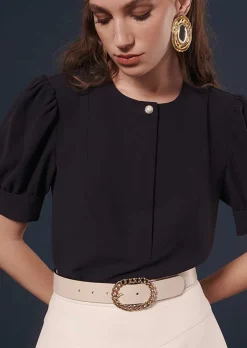 Blouse En Crepe Bleu Nuit Tourterelle*TARA JARMON Discount