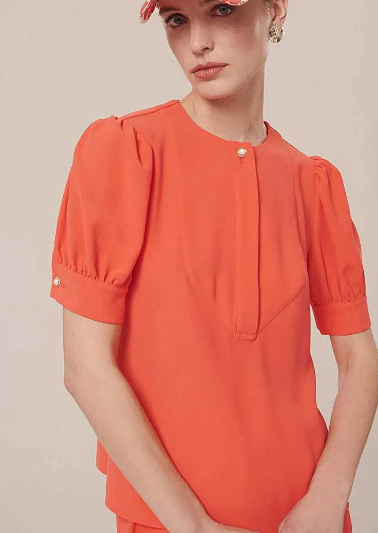Blouse En Crepe Corail Tourterelle*TARA JARMON Fashion