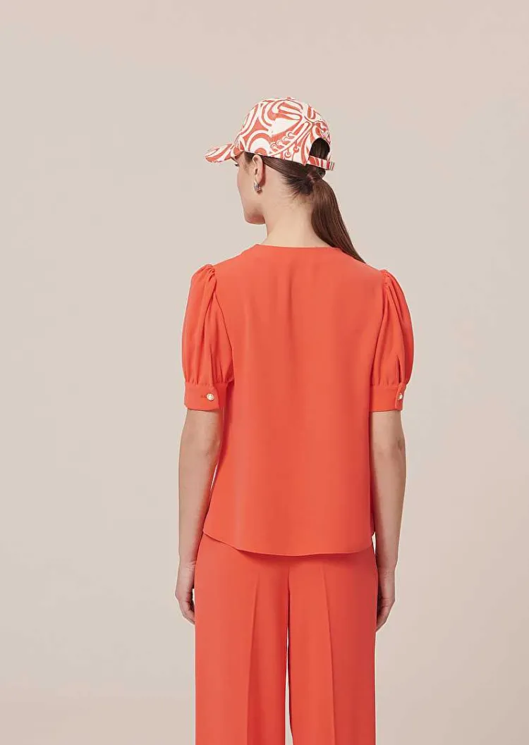 Blouse En Crepe Corail Tourterelle*TARA JARMON Fashion