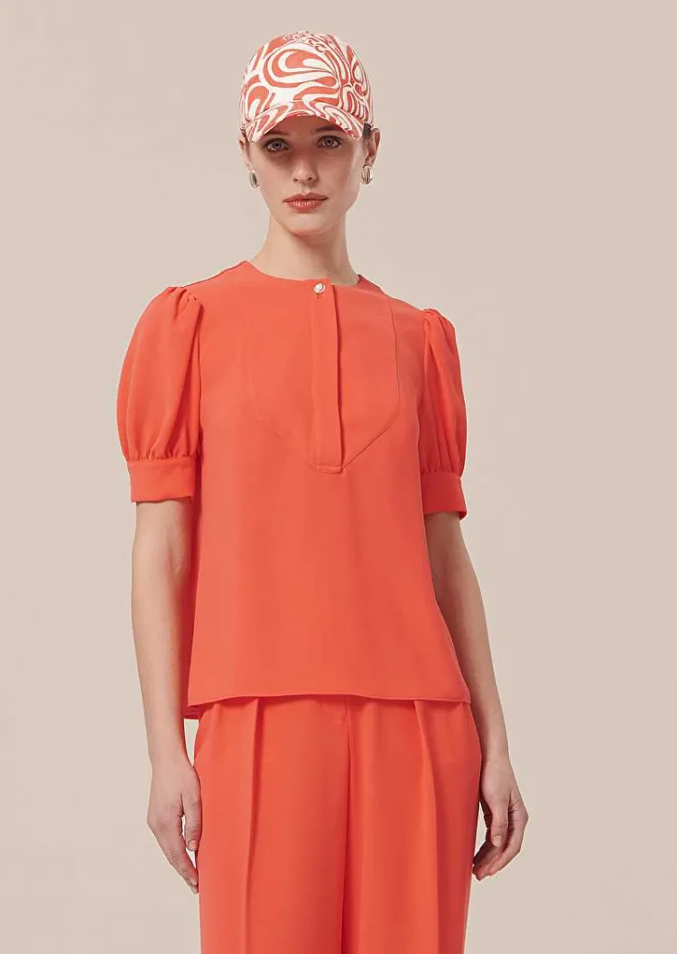 Blouse En Crepe Corail Tourterelle*TARA JARMON Fashion