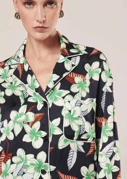 Calvi Chemise Imprime Fleurs Bleu Nuit*TARA JARMON Clearance