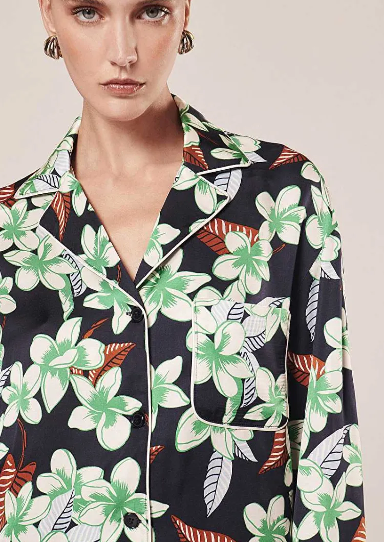 Calvi Chemise Imprime Fleurs Bleu Nuit*TARA JARMON Clearance