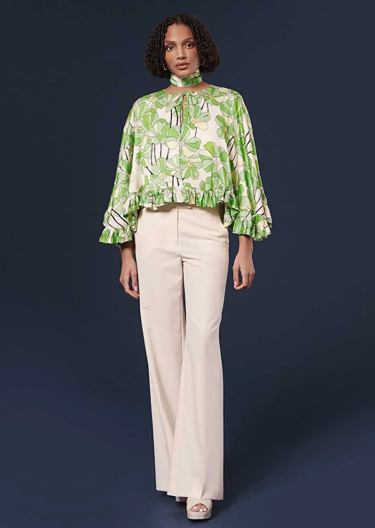 Cape A Imprime Floral Vert Verone*TARA JARMON Fashion