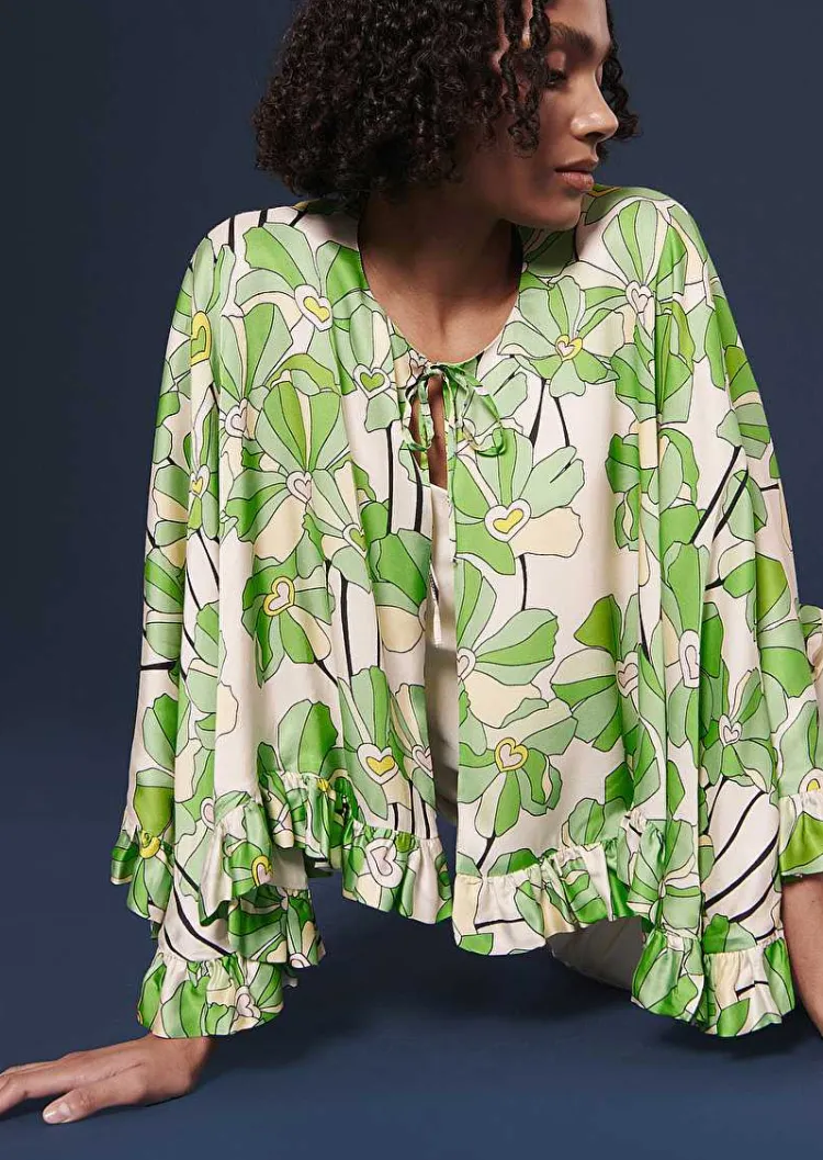 Cape A Imprime Floral Vert Verone*TARA JARMON Fashion