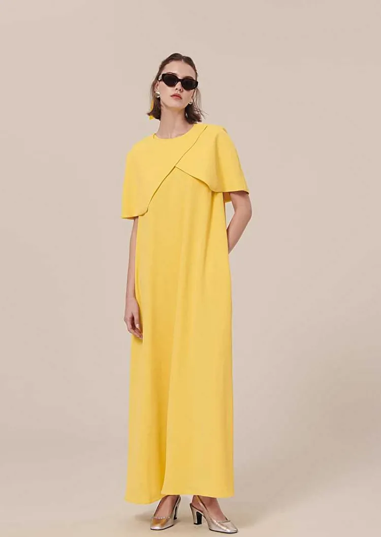 Cape En Crepe Jaune Valentina*TARA JARMON Sale