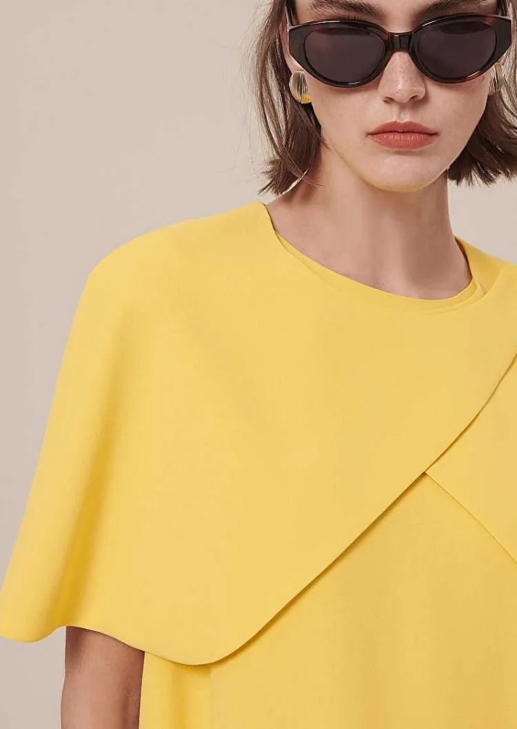 Cape En Crepe Jaune Valentina*TARA JARMON Sale