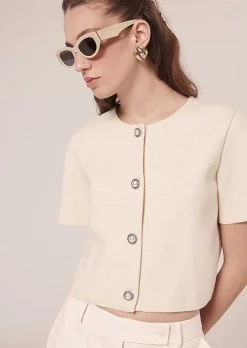 Cardigan Dore Paillete En Maille Compacte*TARA JARMON Hot