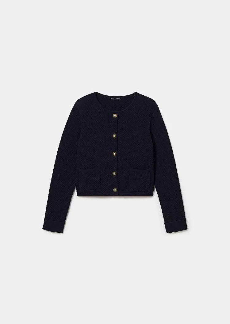 Cardigan En Cupro Bleu Nuit Guest*TARA JARMON Best