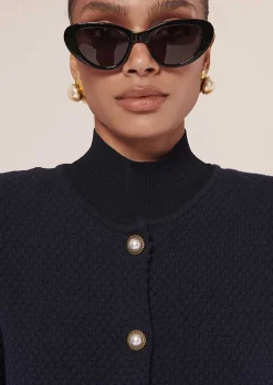 Cardigan En Cupro Bleu Nuit Guest*TARA JARMON Best
