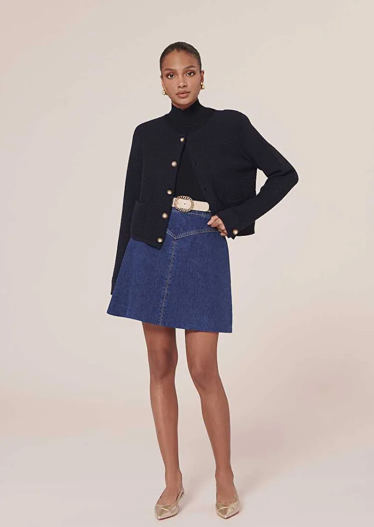 Cardigan En Cupro Bleu Nuit Guest*TARA JARMON Best