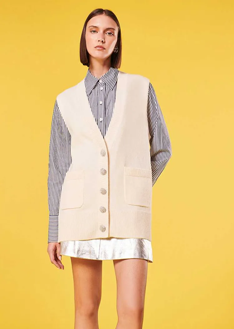 Cardigan Ginny Ecru En Laine Alpaga Et Merinos*TARA JARMON Outlet