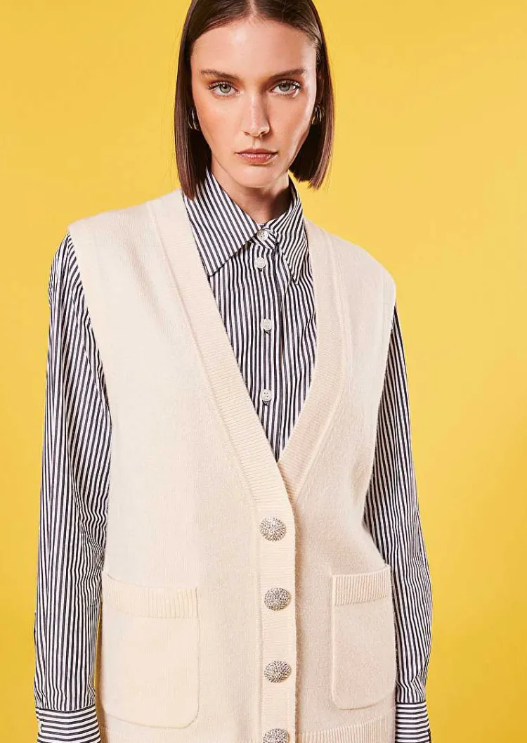 Cardigan Ginny Ecru En Laine Alpaga Et Merinos*TARA JARMON Outlet