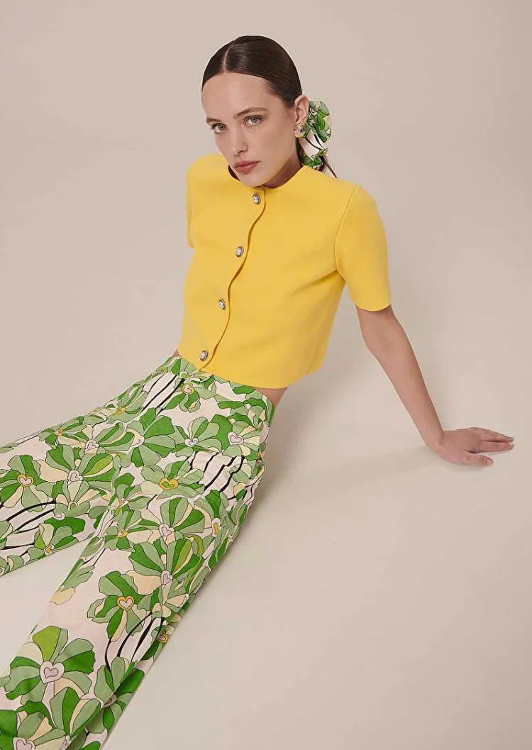 Cardigan Jaune Paillete En Maille Compacte*TARA JARMON Online