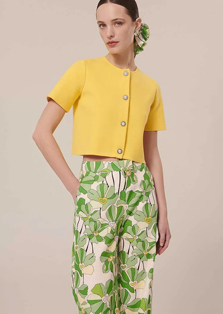 Cardigan Jaune Paillete En Maille Compacte*TARA JARMON Online