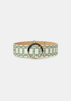 Ceinture En Cuir Lauren Ecru Avec Motif Graphique Vert*TARA JARMON Fashion