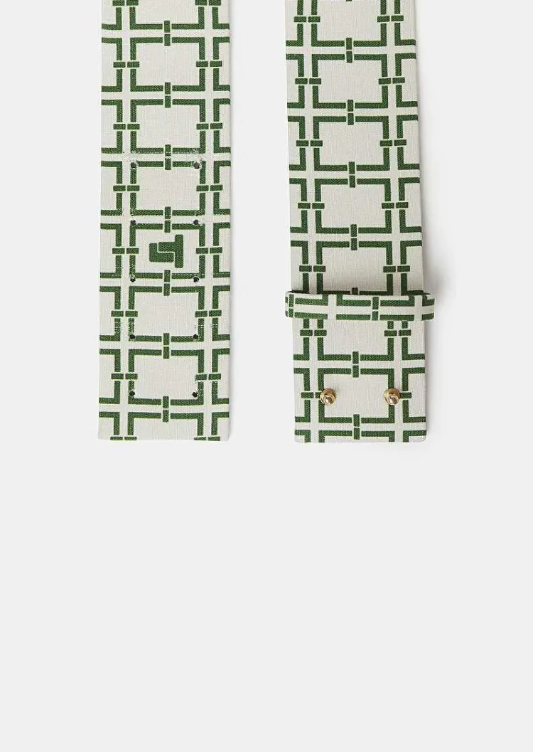 Ceinture En Cuir Lauren Ecru Avec Motif Graphique Vert*TARA JARMON Fashion