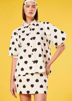 Chemise Calypso Ecru Avec Coeurs Noirs A Pois*TARA JARMON Clearance