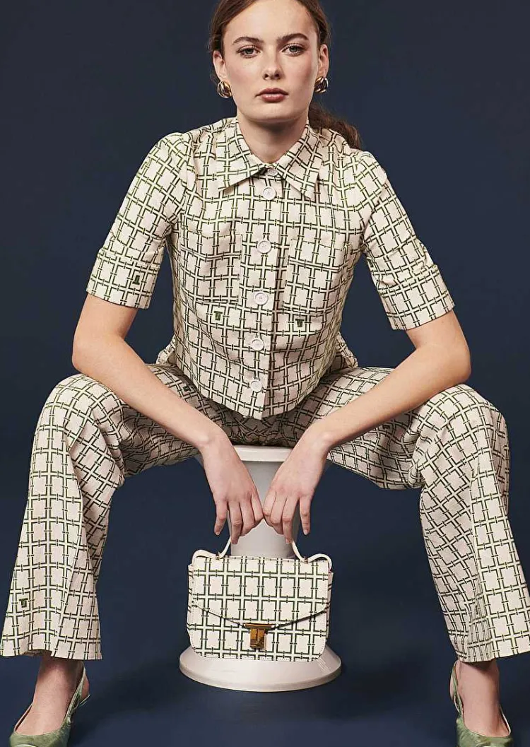 Chemise Christine Ecru Avec Motif Graphique Vert*TARA JARMON Sale