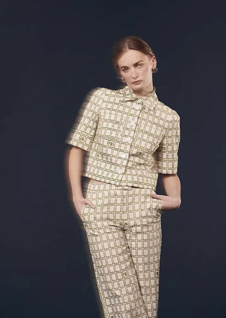 Chemise Christine Ecru Avec Motif Graphique Vert*TARA JARMON Sale