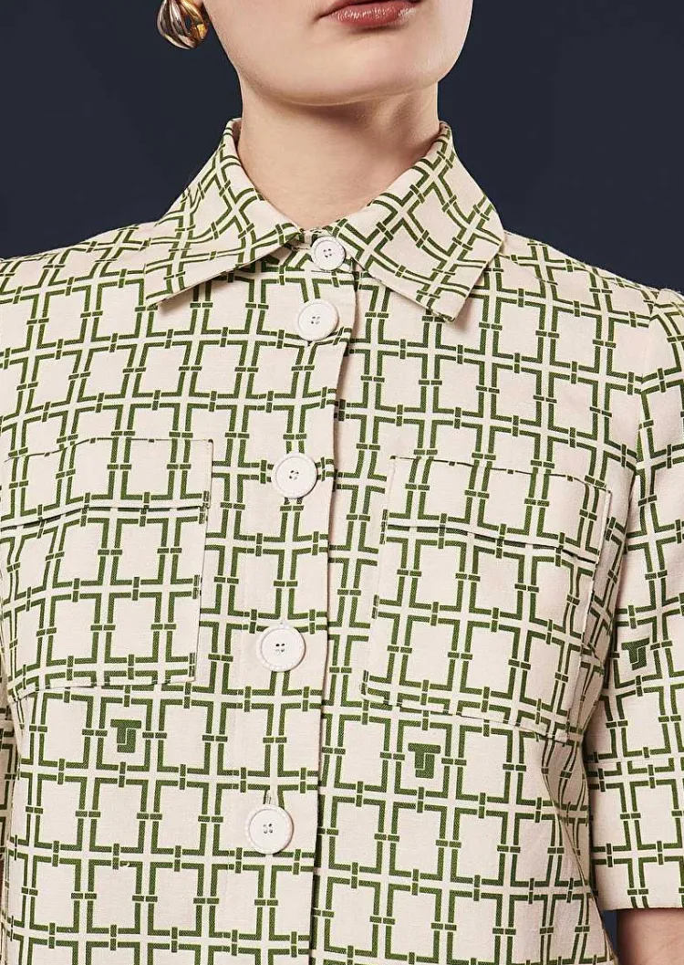 Chemise Christine Ecru Avec Motif Graphique Vert*TARA JARMON Sale