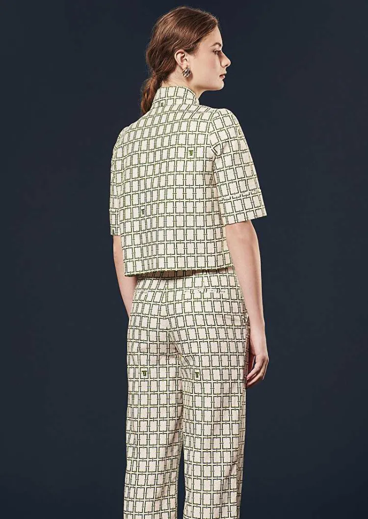 Chemise Christine Ecru Avec Motif Graphique Vert*TARA JARMON Sale