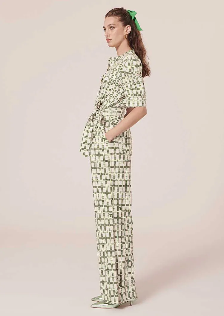 Combinaison Carina Ecru Avec Motif Graphique Vert*TARA JARMON New