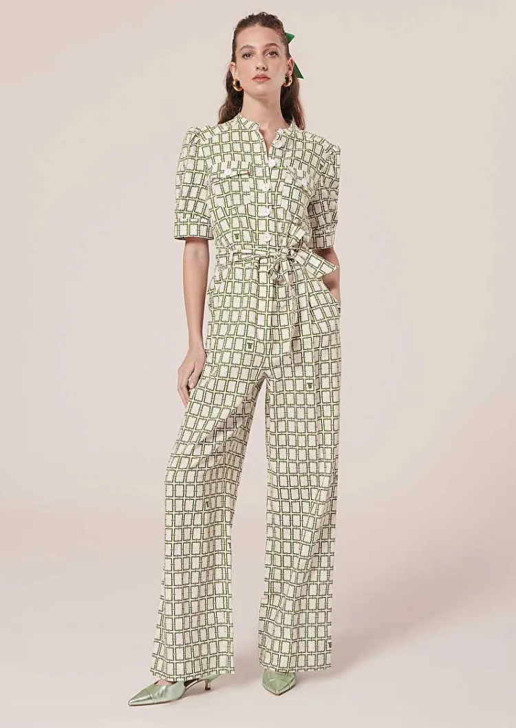 Combinaison Carina Ecru Avec Motif Graphique Vert*TARA JARMON New
