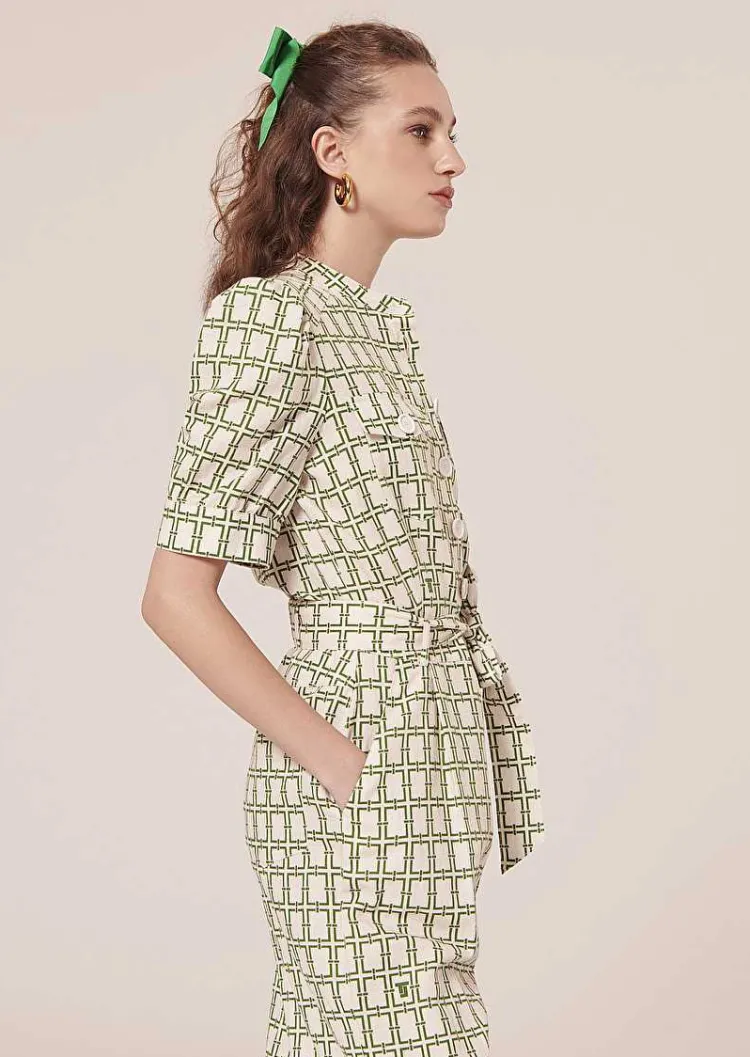 Combinaison Carina Ecru Avec Motif Graphique Vert*TARA JARMON New