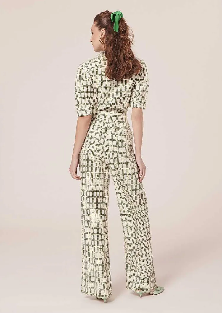 Combinaison Carina Ecru Avec Motif Graphique Vert*TARA JARMON New