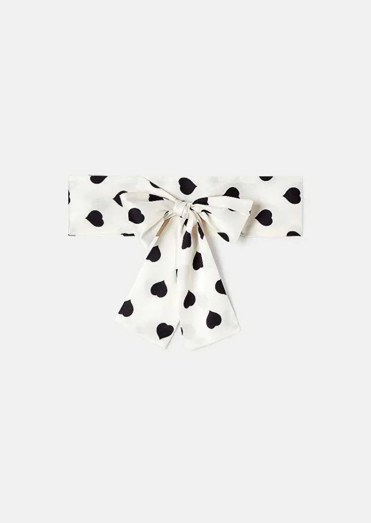 Echarpe Emeline Ecru Avec Coeurs A Pois Noirs*TARA JARMON Outlet