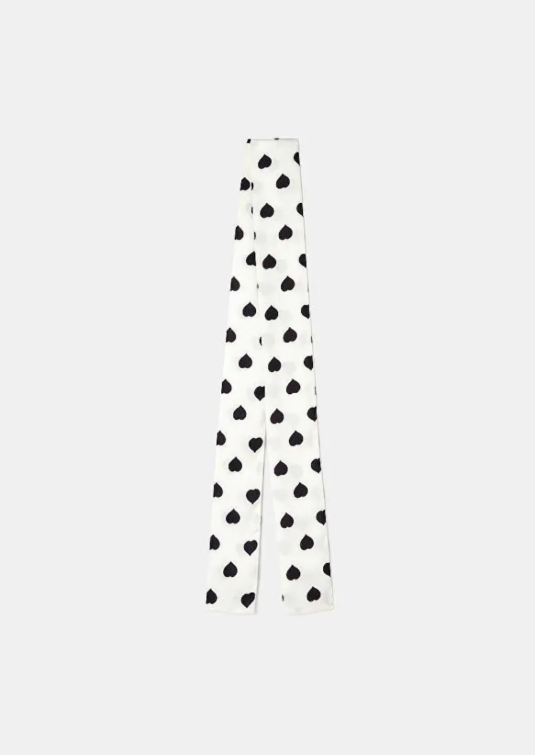 Echarpe Emeline Ecru Avec Coeurs A Pois Noirs*TARA JARMON Outlet