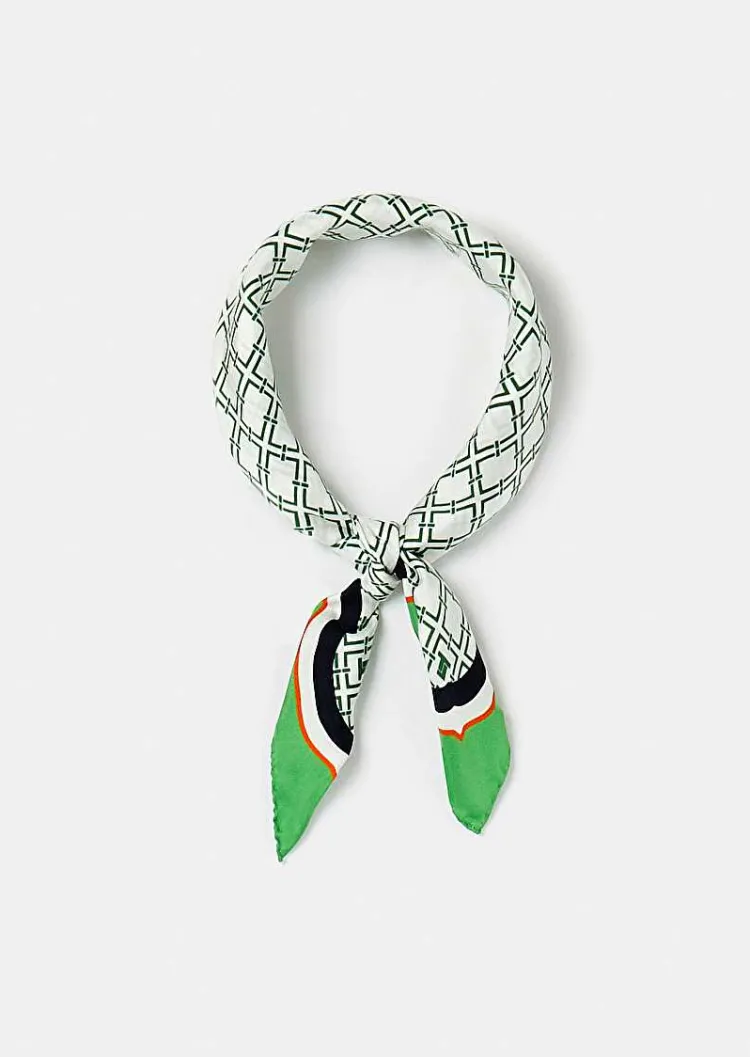 Echarpe En Soie Eileen Ecru Avec Motif Graphique Vert*TARA JARMON Online