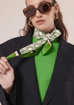 Echarpe En Soie Eileen Ecru Avec Motif Graphique Vert*TARA JARMON Online