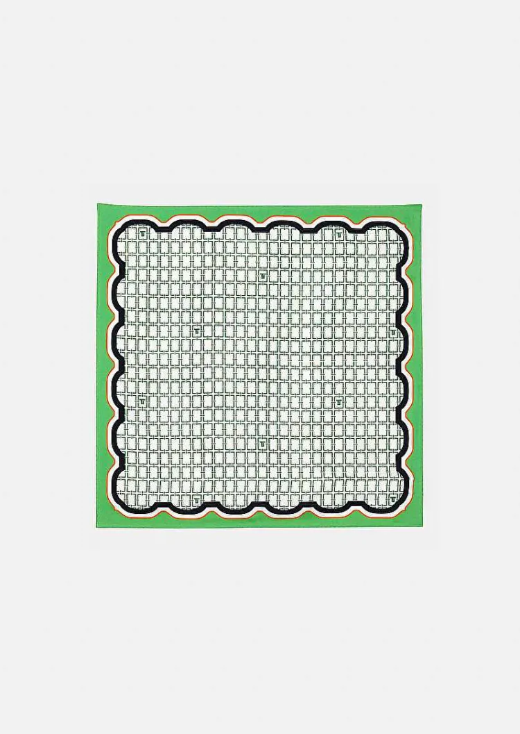 Echarpe En Soie Eileen Ecru Avec Motif Graphique Vert*TARA JARMON Online