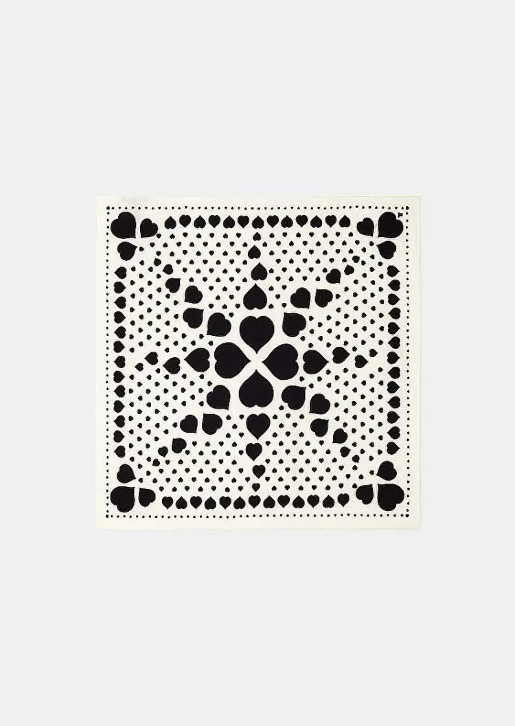 Foulard Estee En Soie Ecru Avec Coeurs A Pois Noirs*TARA JARMON Discount