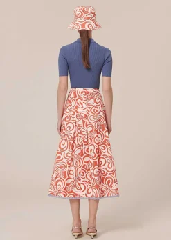 Javoue Jupe A Motif Graphique Ecru Et Corail*TARA JARMON Clearance