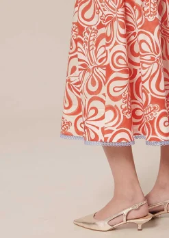 Javoue Jupe A Motif Graphique Ecru Et Corail*TARA JARMON Clearance
