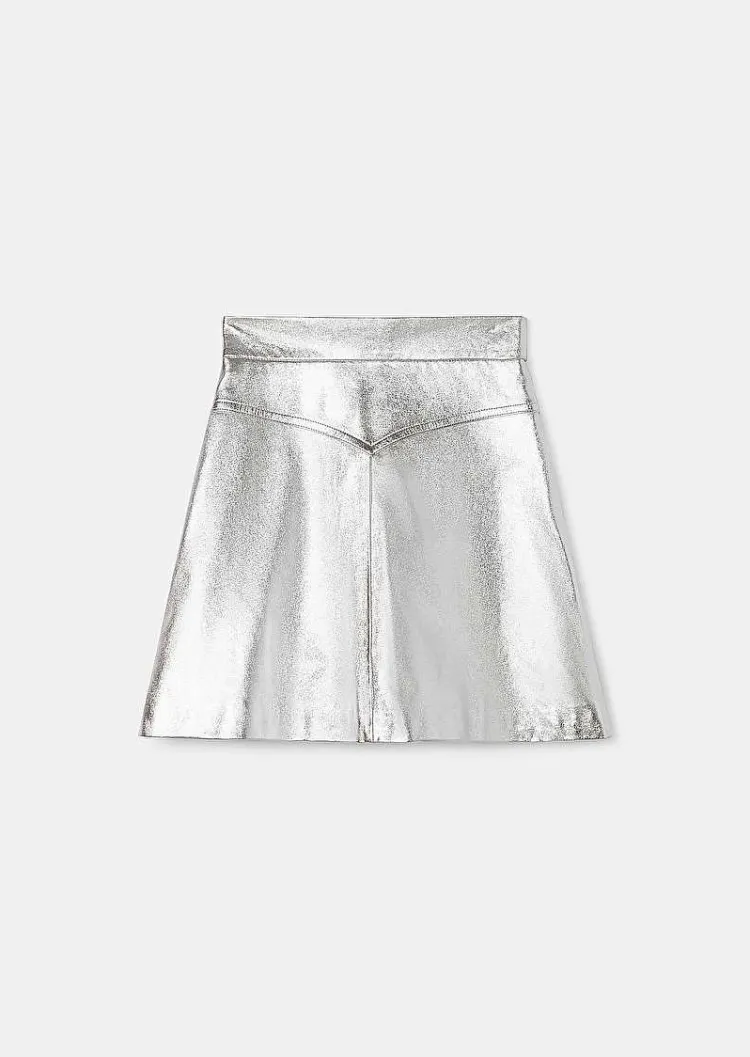 Jupe En Cuir Argente Jasmin*TARA JARMON New