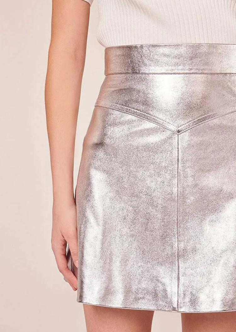 Jupe En Cuir Argente Jasmin*TARA JARMON New