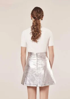 Jupe En Cuir Argente Jasmin*TARA JARMON New