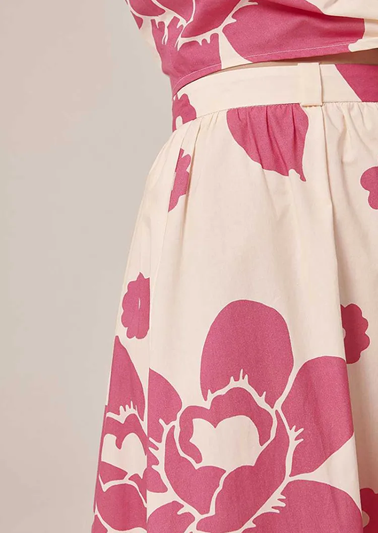 Jupe En Popeline Imprimee Fleurs Ecru Jenna*TARA JARMON Discount