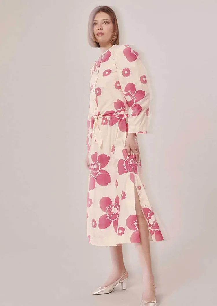 Jupe En Popeline Imprimee Fleurs Ecru Jenna*TARA JARMON Discount