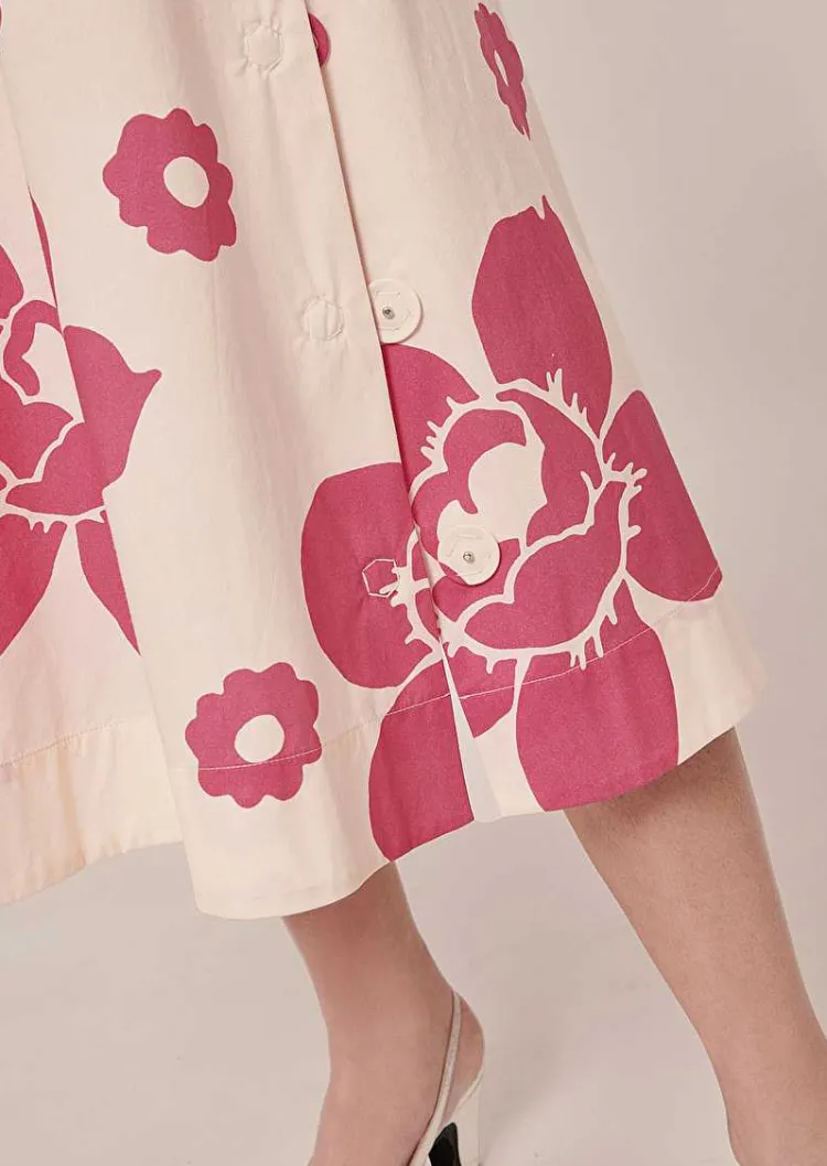 Jupe En Popeline Imprimee Fleurs Ecru Jenna*TARA JARMON Discount