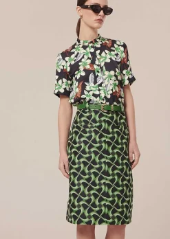Jupe Jola Bleu Nuit Avec Motif Graphique Vert*TARA JARMON Online
