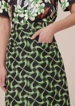 Jupe Jola Bleu Nuit Avec Motif Graphique Vert*TARA JARMON Online
