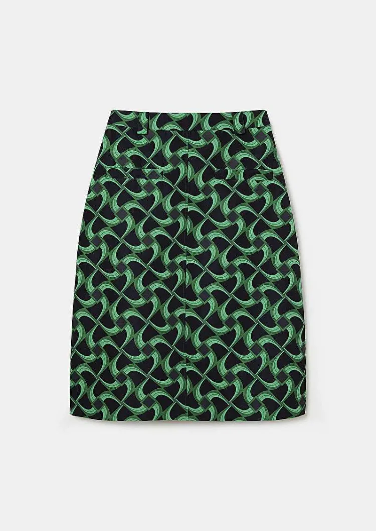Jupe Jola Bleu Nuit Avec Motif Graphique Vert*TARA JARMON Online